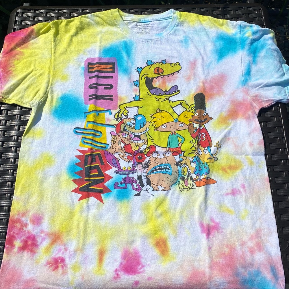 Nickelodeon Mens 90's Classic Large Shirt  Tye Dye T-Shirt Tee